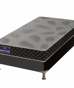 Colchão Solteiro Quality D20 14 cm 0,88 m + Base Box Simples Corino Preto – ORTHOPRIME + BIOSTAR
