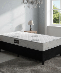 Colchão Solteiro Confort Premium D28 + Base Box Simples Corino Preto – INOVAFLEX + BIOSTAR