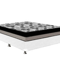 Colchão Casal ISO Dupla Face + Base Box Simples Corino Branco – ORTOBOM + BIOSTAR