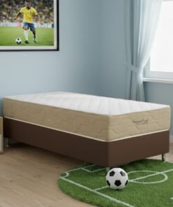 Colchão Solteiro Supreme Pocket D26 + Base Box Simples Corino Marrom – INOVAFLEX + BIOSTAR