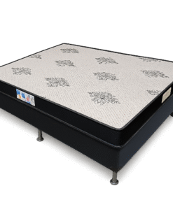 Colchão Casal Light D20 + Base Box Simples Corino Preto – ECOTEC + ALTO NÍVEL CAMAS E COLCHÕES