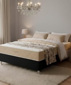 Colchão Casal Supreme Pocket D26 + Base Box Simples Corino Preto – INOVAFLEX + ALTO NÍVEL CAMAS E COLCHÕES