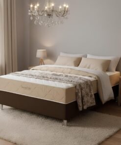 Colchão Casal Supreme Pocket D26 + Base Box Simples Corino Marrom – INOVAFLEX + ALTO NÍVEL CAMAS E COLCHÕES