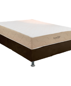Colchão Casal Supreme Pocket D26 + Base Box Simples Corino Marrom – INOVAFLEX + ALTO NÍVEL CAMAS E COLCHÕES