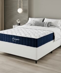 Colchão Casal Turquia D28 + Base Box Simples Corino Branco – VIERO MÓVEIS + BIOSTAR