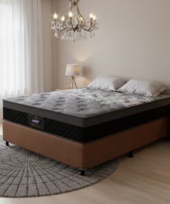Colchão Casal New York D28 + Base Box Simples Corino Marrom – GAZIN + ALTO NÍVEL CAMAS E COLCHÕES
