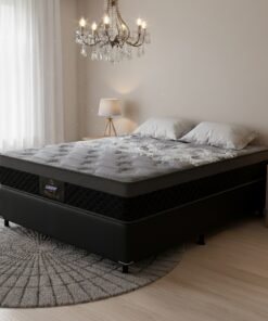 Colchão Casal New York D28 + Base Box Simples Corino Preto – GAZIN COLCHÕES + BIOSTAR
