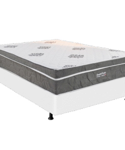 Colchão Casal Essential Pocket D26 + Base Box Simples Corino Branco – INOVAFLEX + ALTO NÍVEL CAMAS E COLCHÕES