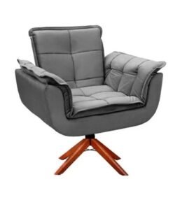Poltrona Canadá Giratória Veludo Cinza - JP Estofados