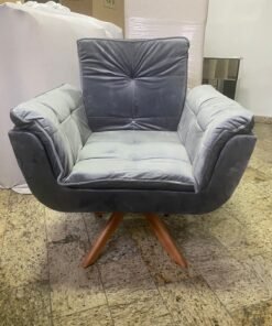 Poltrona Canadá Giratória Veludo Cinza - JP Estofados