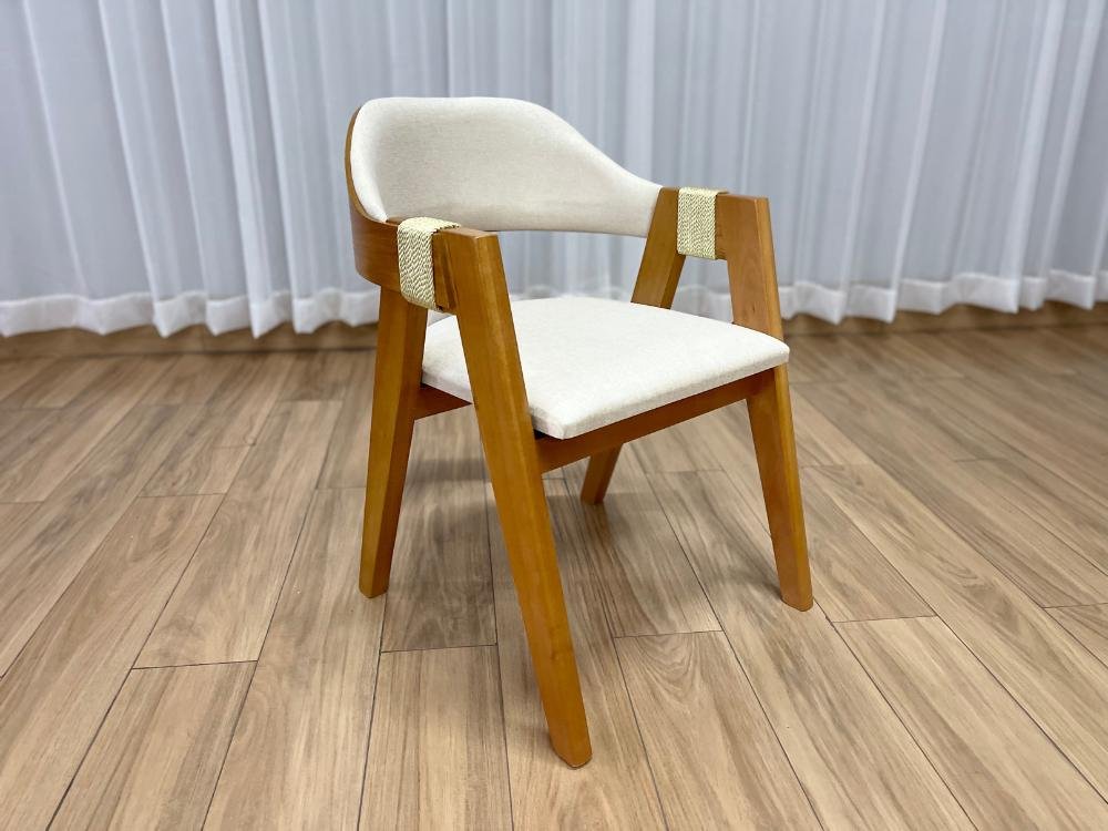 Cadeira Ravena Concha Madeira Maciça - Linho Cru