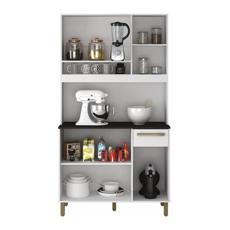 Armário Ametista 05 Portas 01 Gaveta Cinamomo/Grafite Larg.1.10m Valdemoveis - Imagem 2