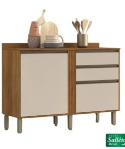 Balcão Cozinha Pérola Cinamomo/Off 2 Portas 2 Gavetas Larg. 1.20m - Sallêto