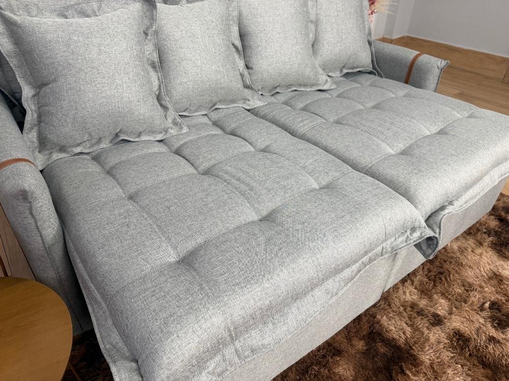 Sofá Cama/Retrátil Genova 2.20m - Cinza Linho - Imagem 9