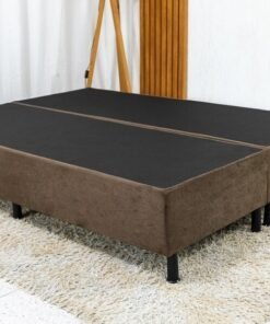Box Casal Bipartida 138x188x38 Sued Marrom - Nosso Sonho