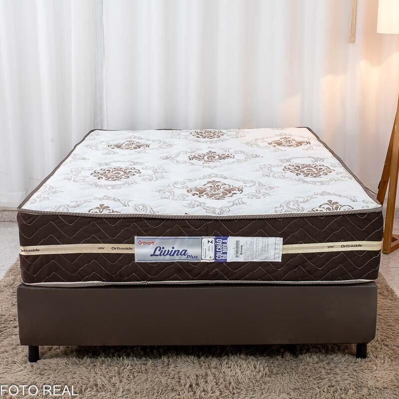 Box Casal Korino Marrom Ortobel + Colchão Casal Livina Plus 138x188x67 Molas Ensacadas Orthoside | Suporta até 220kg - Imagem 2