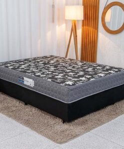 Box Casal Sued Preto Ortobel + Colchão Casal Orthoclínico 138x188x51 Ortopédico D28 - Orthoprime | Suporta até 240kg
