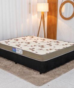 Box Casal Sued Preto Ortobel + Colchão Casal Quality 138x188x45 100% Espuma D33 - Orthoprime | Suporta até 240kg