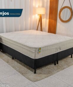 Box Queen Sued Preto Nosso Sonho + Colchão Queen King Best 158x198x65 Molas Ensacadas Pocket - Anjos | Suporta até 260kg