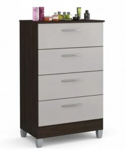 Cômoda com 4 Gavetas Chocolate/Off Larg. 0.59m - Poquema