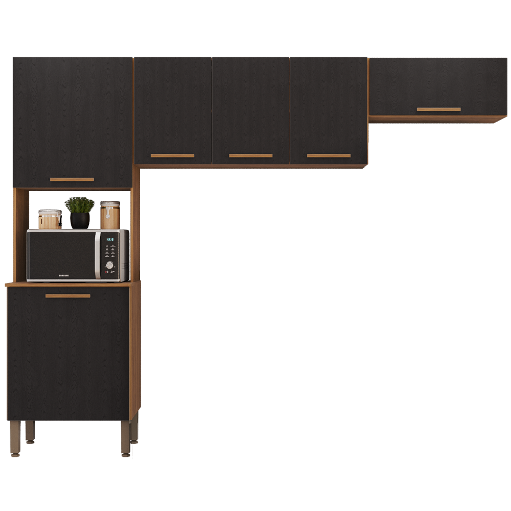 Cozinha 3 Pecas New Valencia (s/balcao) Cinamomo/preto - Salleto