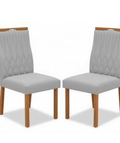 2 Cadeiras Genova Veludo Prata 514 Madeira Art Assentos - Entregue Montada