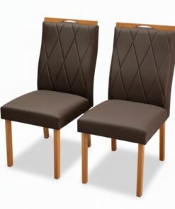 2 Cadeiras Lisboa Veludo Marrom 509 Madeira Maciça Art Assento - Entregue Montada