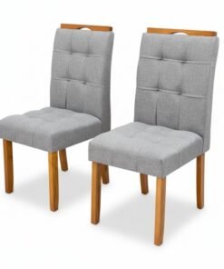 2 Cadeiras Londres Linho Cinza Madeira Maciça Minas Plac - Entregue Montada