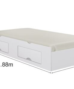 Cama Auxiliar Solteiro 2 Gavetas Branca 93x188x33 - D Doro