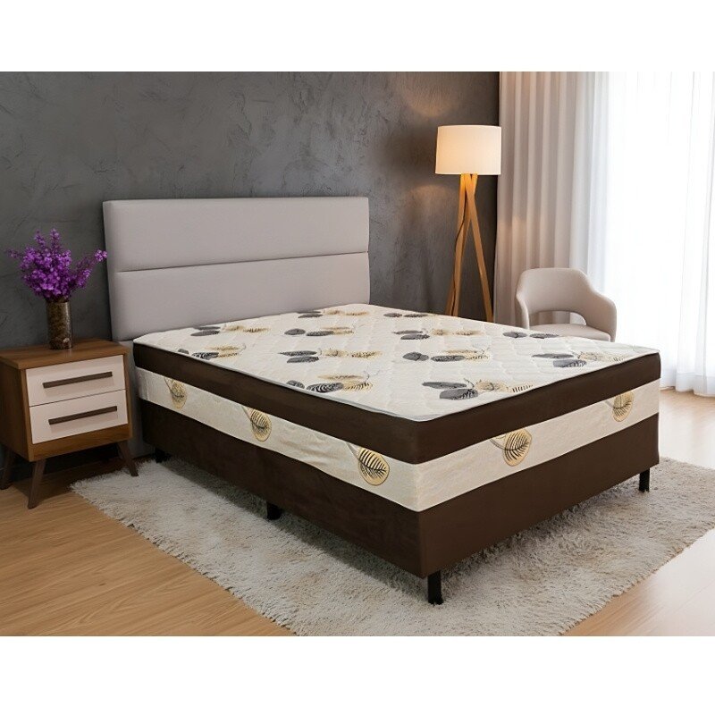 Cama Box Casal Ortopédica Marrom Escuro 138x188x60 Nosso Sonho