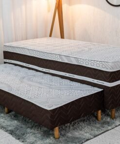 Cama Box Solteiro Livina Molas Ensacadas + Cama Auxiliar Orthoside