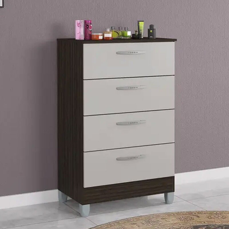 Cômoda com 4 Gavetas Chocolate/Off Larg. 0.59m - Poquema - Imagem 3