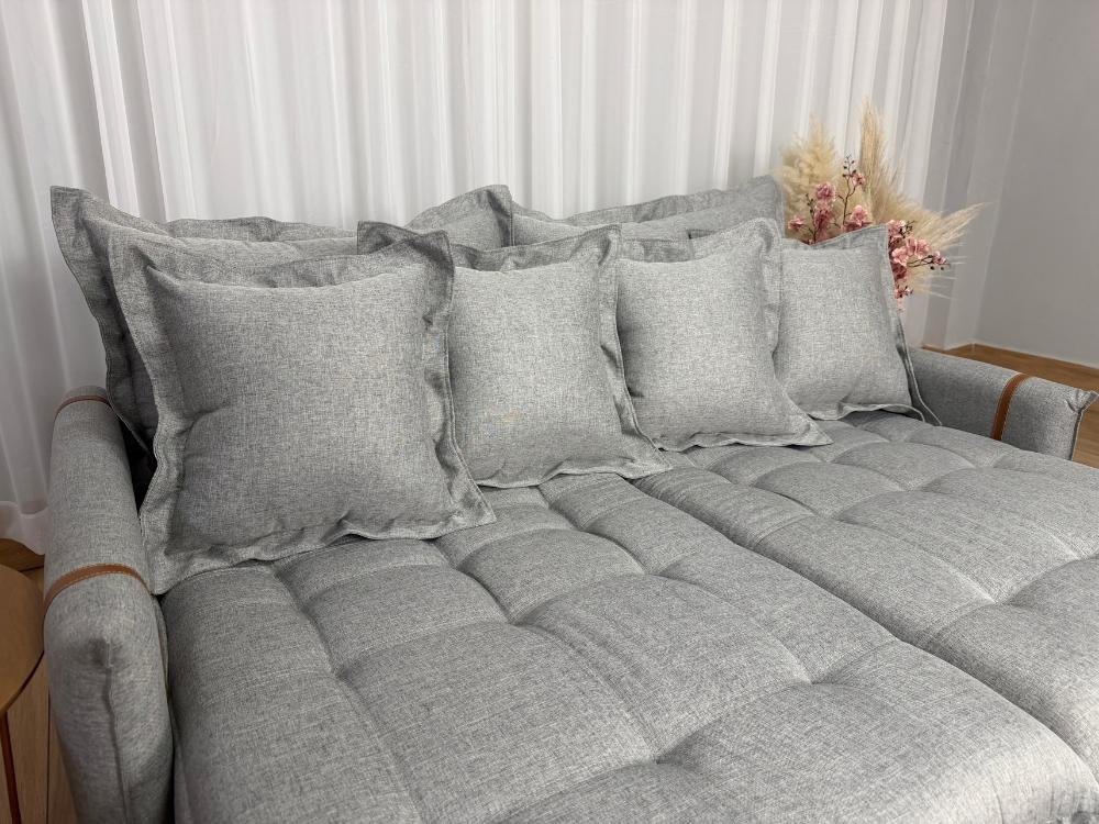 Sofá Cama/Retrátil Genova 2.20m - Cinza Linho - Imagem 8