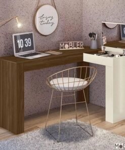 Escrivaninha Penteadeira de Canto Jade Freijo/Off - Mobler