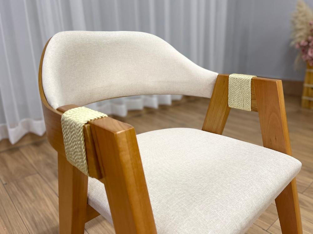 Cadeira Ravena Concha Madeira Maciça - Linho Cru - Imagem 3
