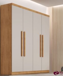 Guarda-roupa Império Nature/Off 4 Portas 3 Gavetas Larg. 1.80m 100% MDF Rufato