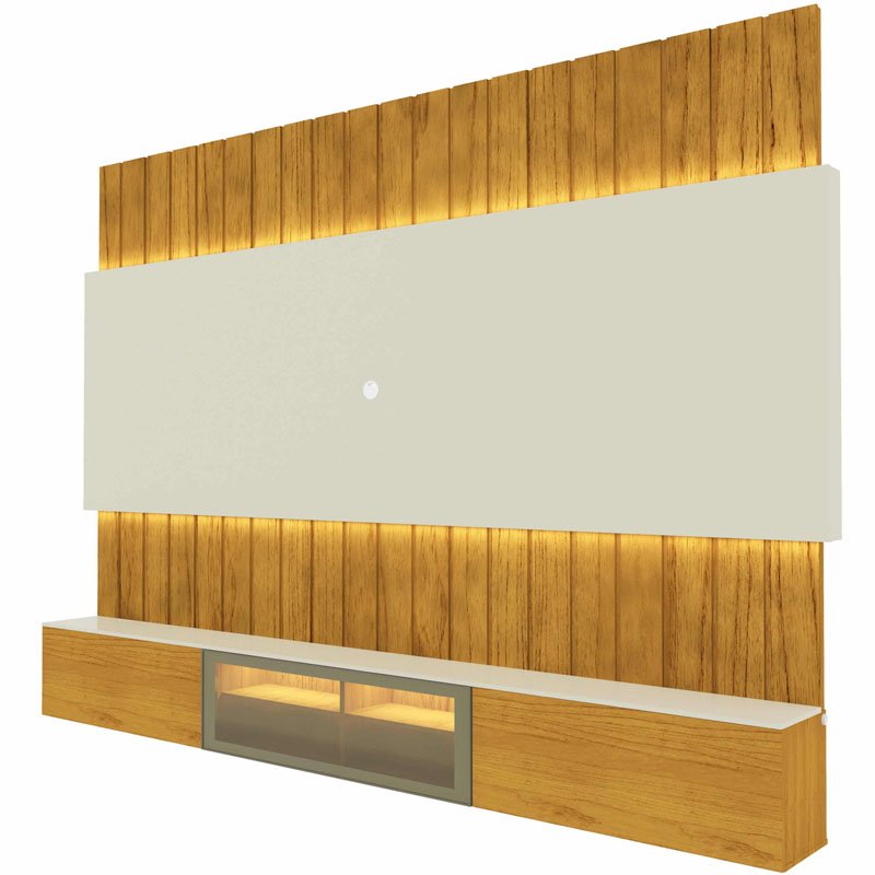 Home Suspenso Soberano Reflecta Larg. 2.30m Nature/Off C/Led 100% MDF para TV até 85" - Gelius - Imagem 3