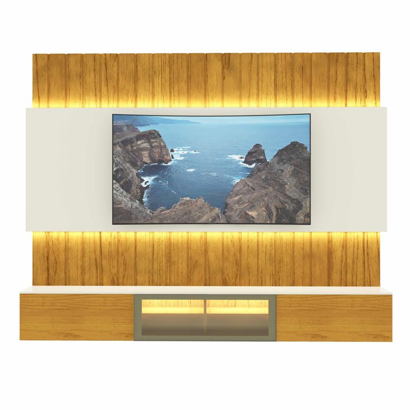 Home Suspenso Soberano Reflecta Larg. 2.30m Nature/Off C/Led 100% MDF para TV até 85" - Gelius - Imagem 4