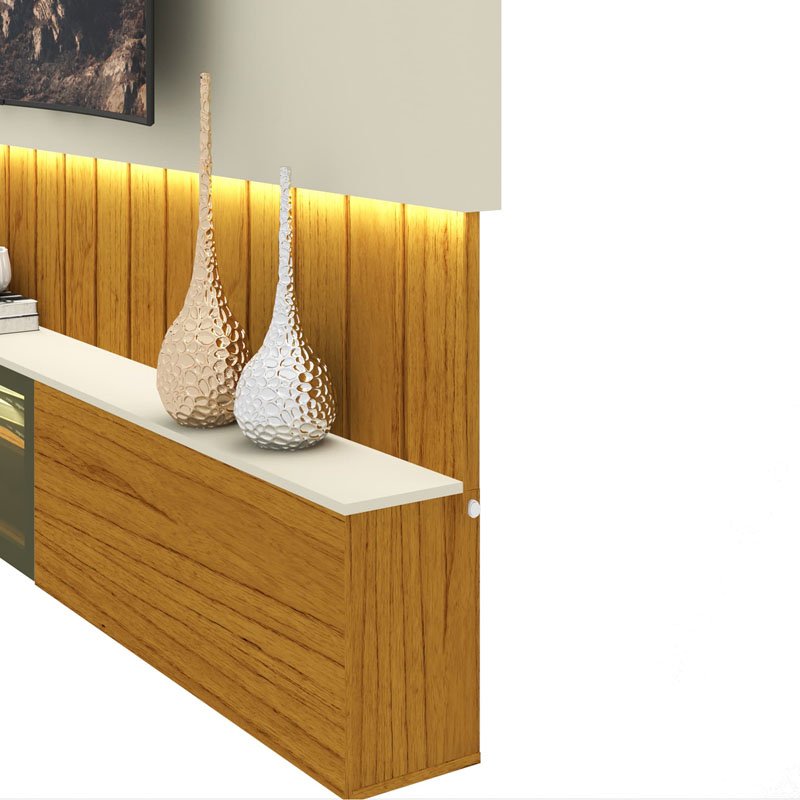 Home Suspenso Soberano Reflecta Larg. 2.30m Nature/Off C/Led 100% MDF para TV até 85" - Gelius - Imagem 9