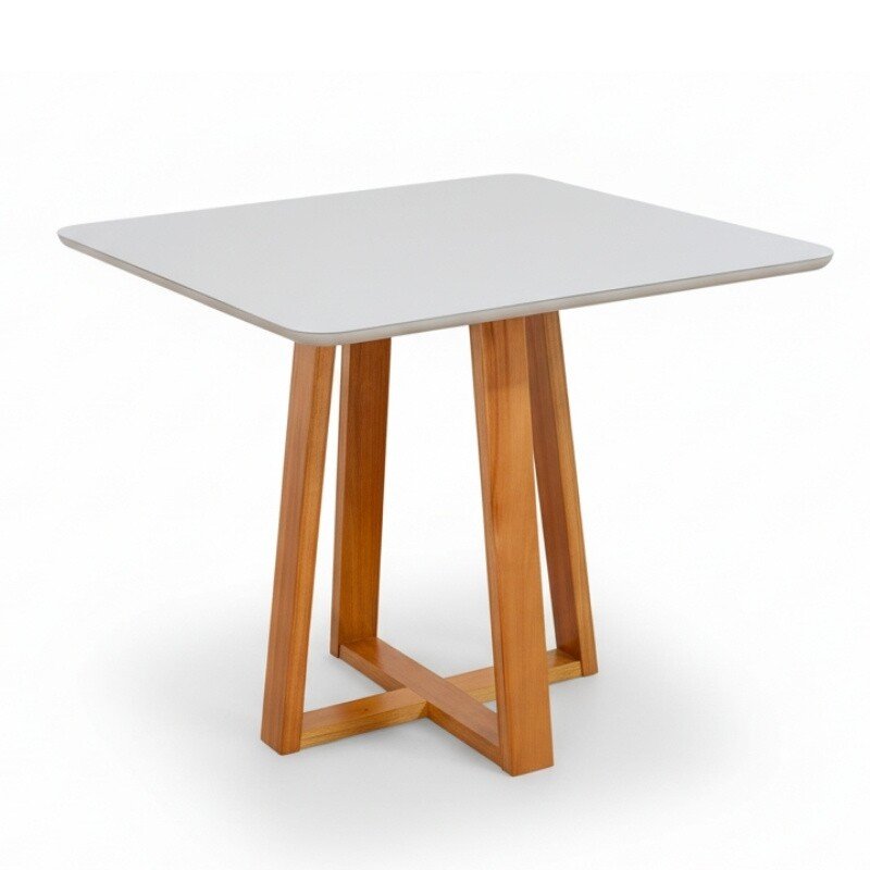 Base Mesa Pedro 4 lugares Vidro Off 90x90 Madeira Maciça Art Assento - Entregue Montada - Imagem 15