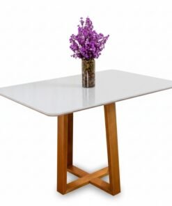 Base Mesa Pedro 4 lugares Vidro Off 120x80 Madeira Maciça Art Assento - Entregue Montada