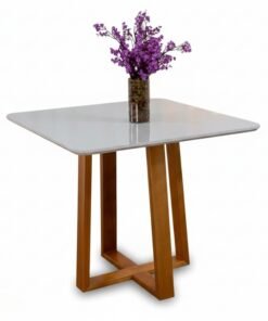 Base Mesa Pedro 4 lugares Vidro Off 90x90 Madeira Maciça Art Assento - Entregue Montada