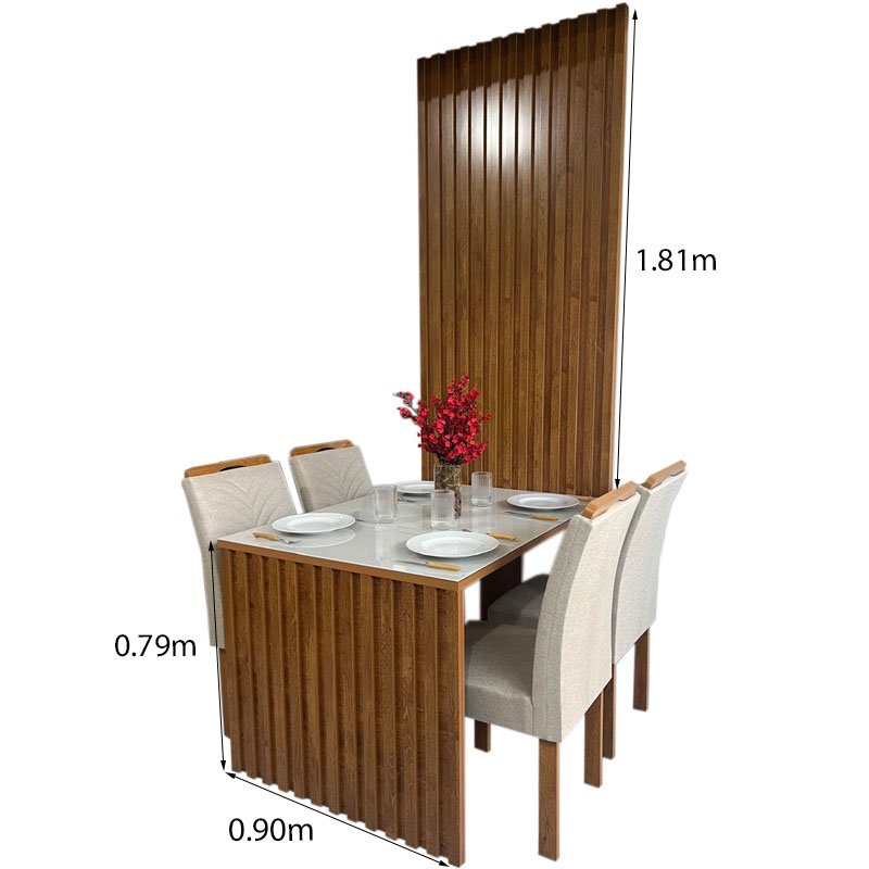 Mesa Jantar Cancun 120×90 4 Cadeiras Linho Bege 178 Cel Móveis - Imagem 2