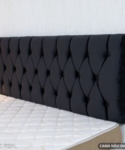 Painel Cabeceira Box Casal 1.40 Lavínia Veludo Preto