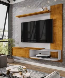 Painel Paraty Nature/Off C/Detalhe Frisado Para TV até 55 Polegadas Larg. 1.37m - Bechara