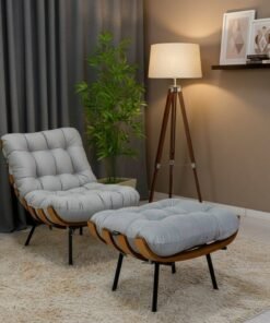 Poltrona Florença C/Puff Veludo Prata 823 Larg. 0.68m