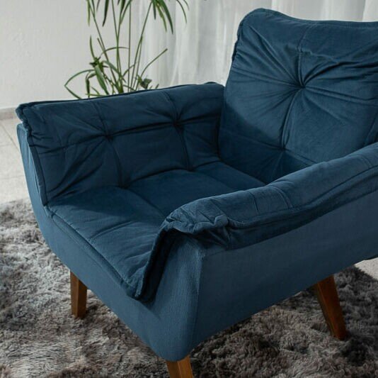 Poltrona Pérola Veludo Azul - Imagem 4