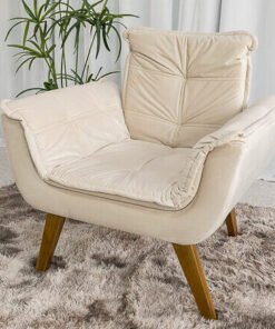 Poltrona Pérola Veludo Bege