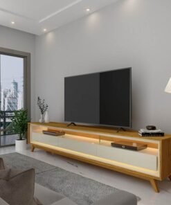 Rack Requinte Naturale/off C/ Led 100% MDF TV até 75 Polegadas Larg. 2.12m - Gelius