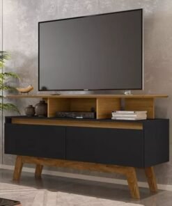 Rack Bancada Rubi Cinamomo/Preto TV até 50 Polegadas Larg. 1.20m - Bechara